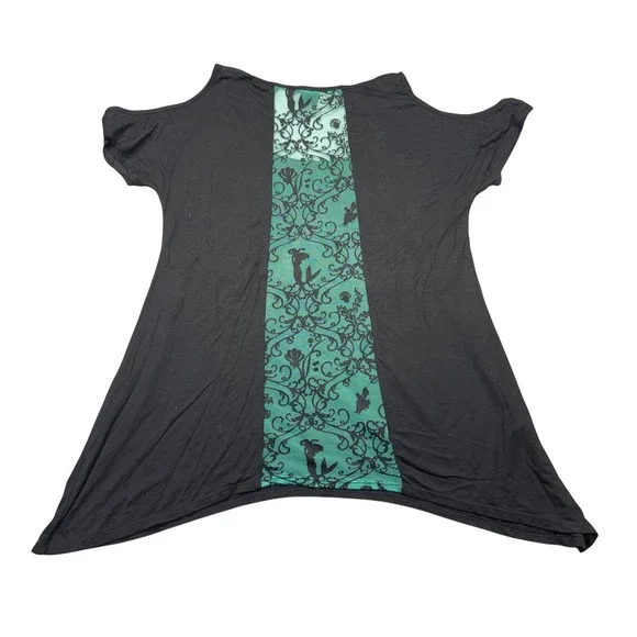Disney Shirt Women Small Black Ariel Little Mermaid Sheer Lace Back Panel - Picture 2 of 9